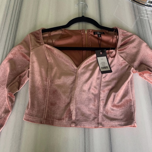 Dynamite Pink Velvet Long Sleeve Crop Top Size S - Picture 4 of 4